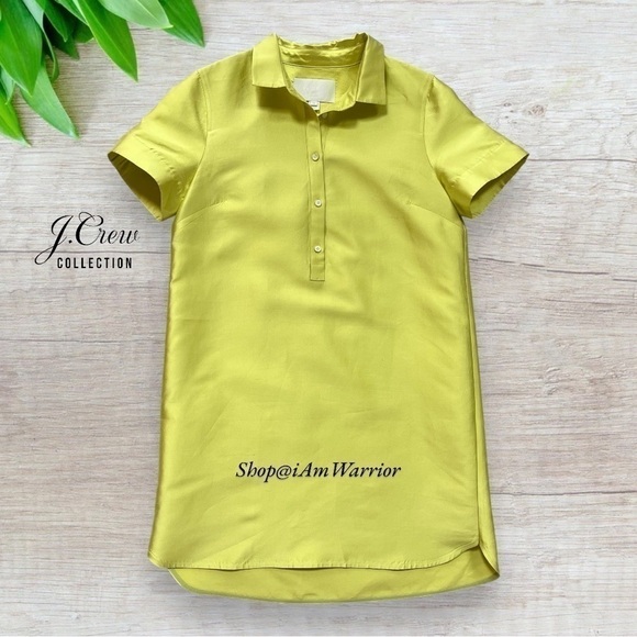J.Crew Collection chartreuse silk shantung shirt-dress *shop@iamwarrior - Picture 8 of 13